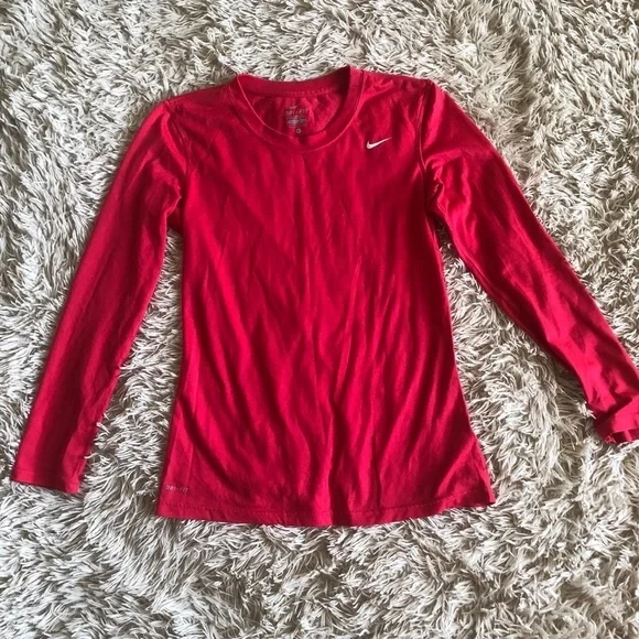 Nike Dri Fit Long Sleeve Shirt in Red - Picture 4 of 6
